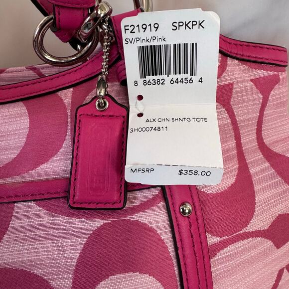 NWT Coach Alexandra Signature C Shoulder Bag Pink with Silver Hardware - Picture 13 of 13